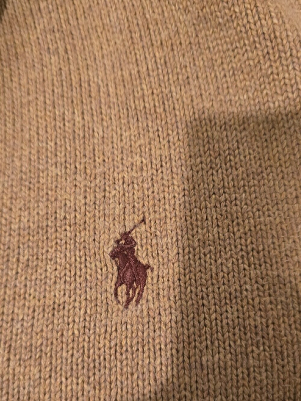 Polo by Ralph Lauren Men's Tan Zip-Neck Sweater with Pony Logo - Picture 3 of 8